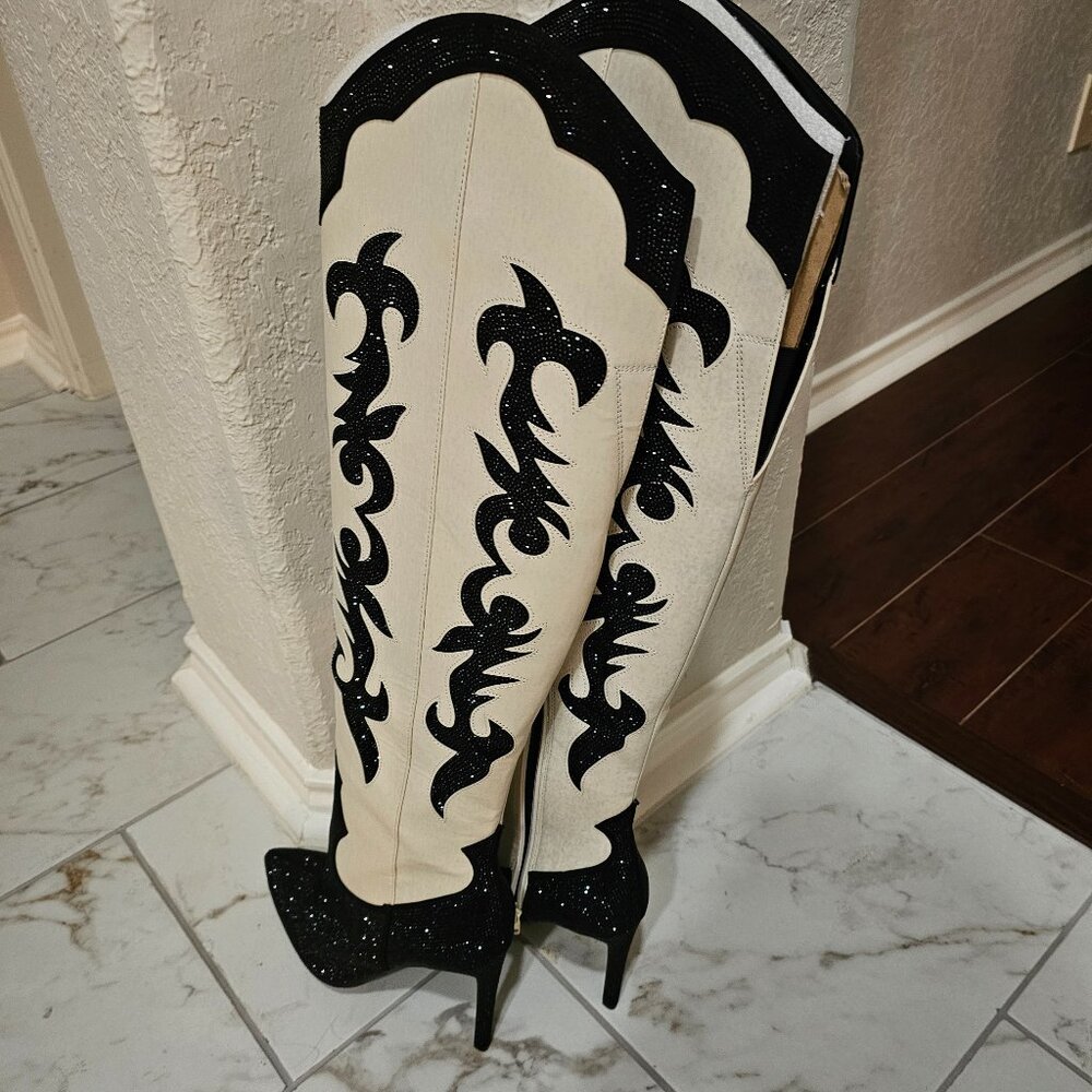 Rhinestone Tall Cowboy Boots - Picture 4 of 9